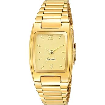 Rozti Analogue Mens Watch Gold Dial Gold Colored Strap for Boys