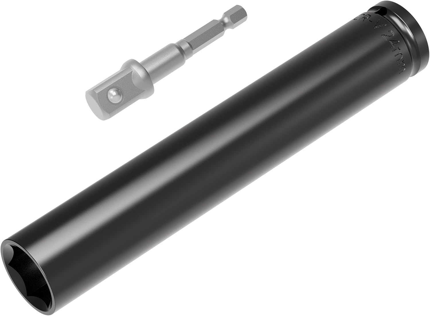 1/2 Inch Drive Socket Accessory Set, 24mm(15/16-Inch) Deep 6-Point Impact Socket 6 Inch Length and 1/4 Inch Hex Shank Adapter, Heat-Treated CR-V Deep Impact Socket Kit