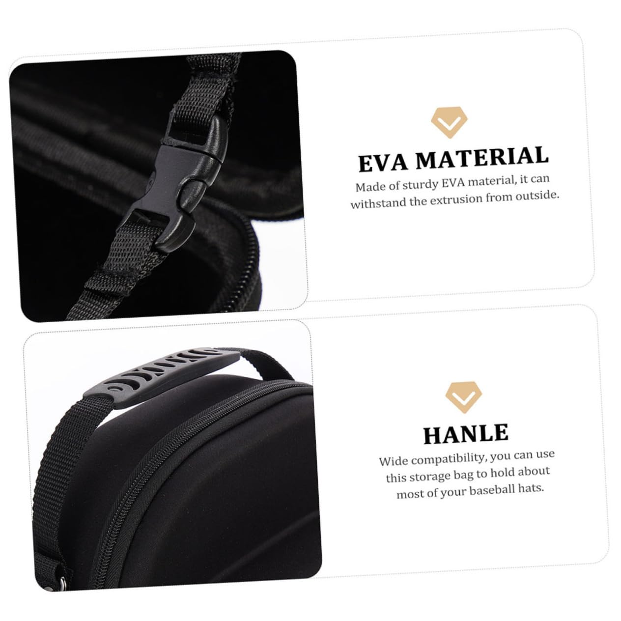 Caja Organizadora Eva para Gorras de Béisbol, 2 Unidades, Negro, Adecuado para Viaje