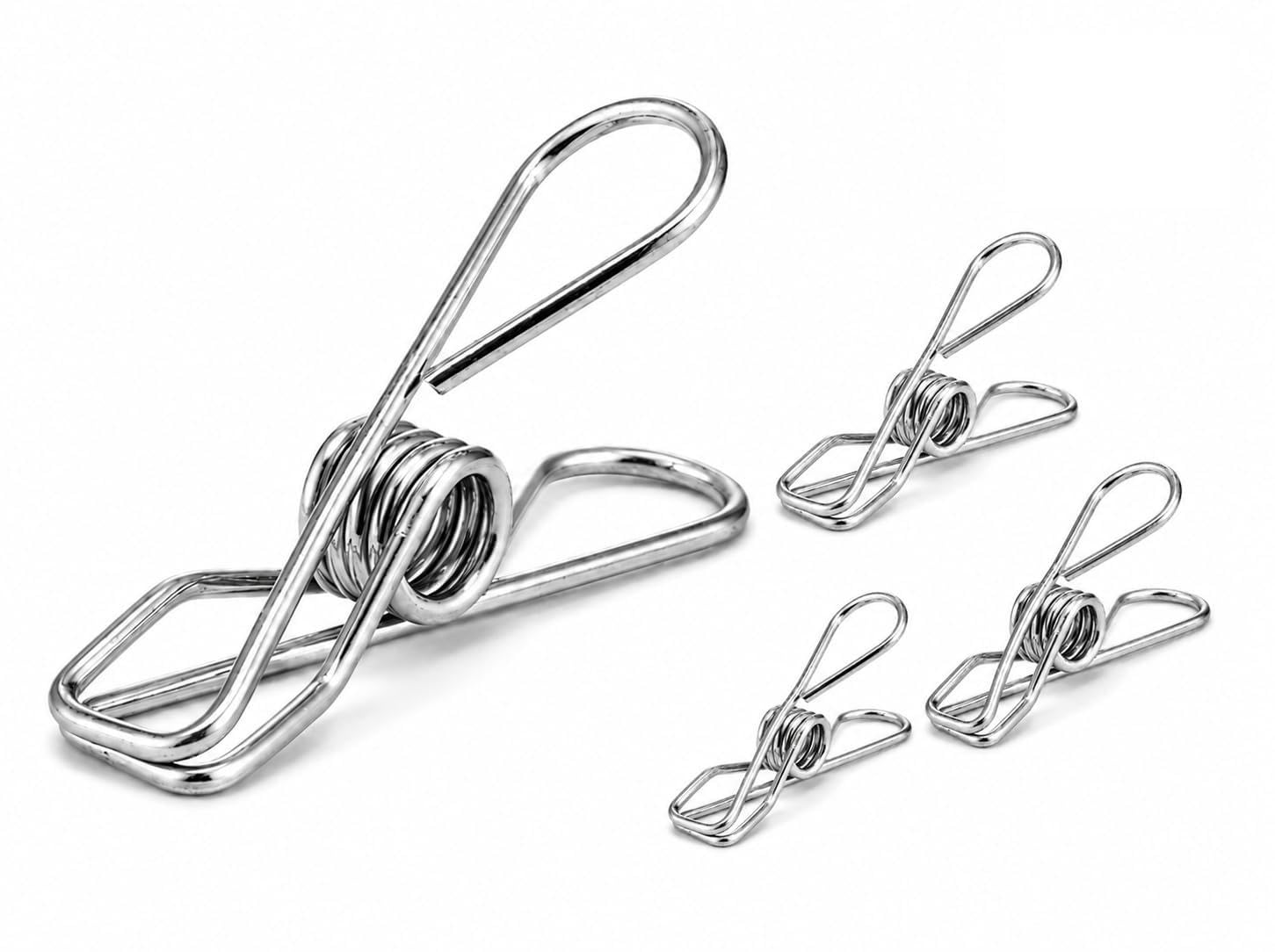Paquete de 200 pinzas de acero inoxidable para tendederos, toallas, calcetines, camping, hogar, gastronomía, notas, clips de fijación, resistentes al viento