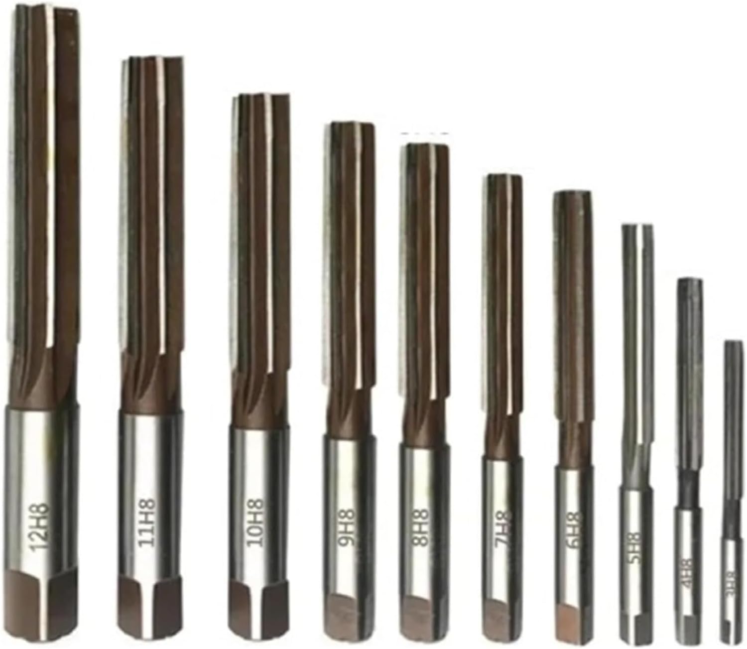 3-16mm High Speed Hand Reamer Set Precision H8 9SiCr Straight-shank Chucking Engineering Milling Cutter Tool(3456789-10-11-12)