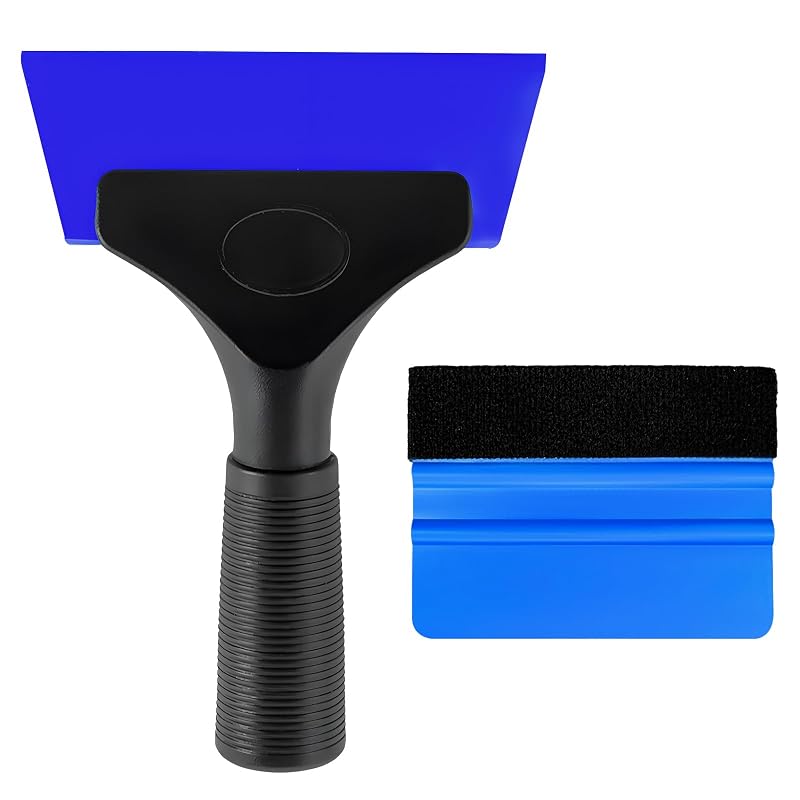 Yourkar Kit para Aplicação de Película Automotiva com Rodos de Plástico e Feltro, Azul, 2 peças