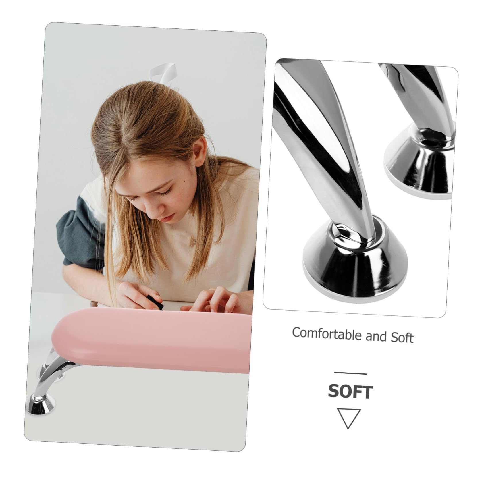 Poggiamani per Unghie Rosa in Pu e Ferro, Design Pratico, Compatto e Facile da Pulire, per Salone di Manicure e Formazione | Supporto per Nail Art, Design Pratico, Facile da Pulire, per Training Art