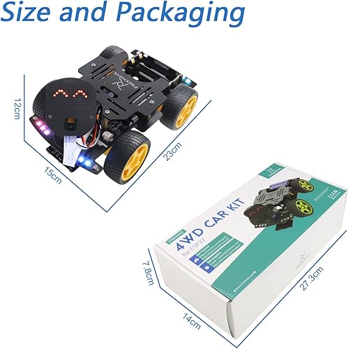 Miniatura 7 de FREENOVE Kit de coche 4WD para ESP32 CAM (incluido), microcontrolador de doble núcleo de 32 bits y 240 MHz, cámara, matriz de puntos, evitación de