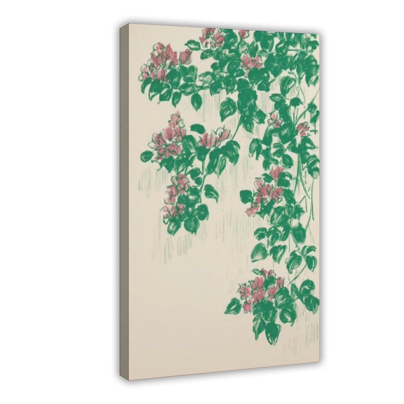 Lxwnze Frame Bougainvillea Courtyard,Mediterranean Garden Art Canvas Poster Bedroom Decor Landscape Office Room Decor Gift 8" L X 12" W