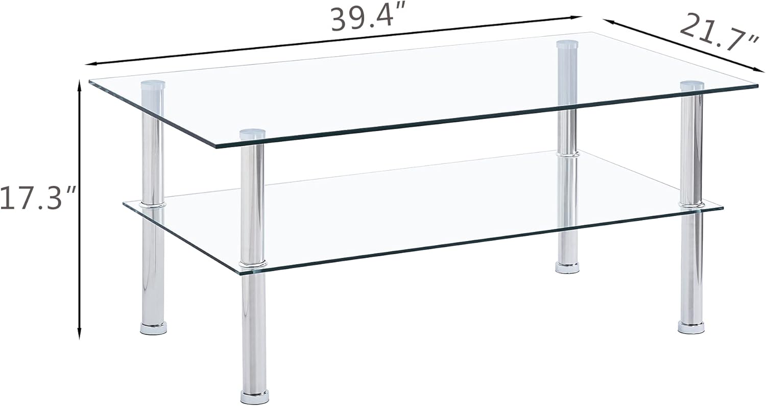 Glass Coffee Table with Glass Legs Modern Small Coffee Table for Living Room (GC)