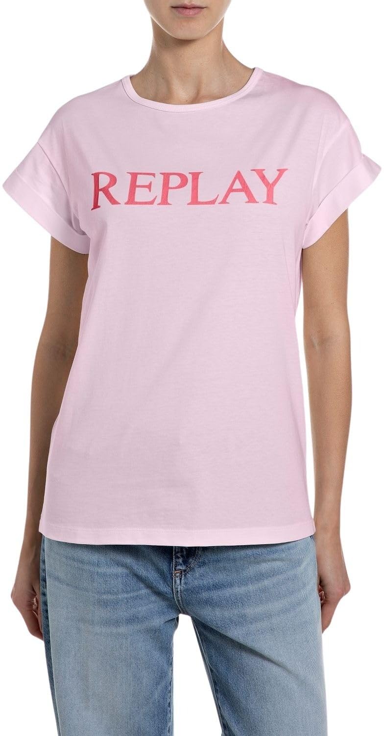 Replay Women's Short Sleeve T-Shirt, 369 Flamingo Pink, XXS