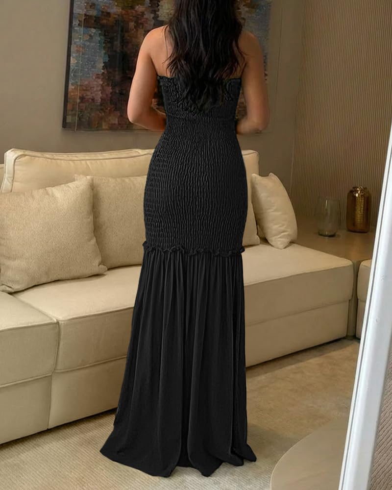  Floral Vacation Dress Halter Tie Ruched Womens Maxi Dress thumbnail