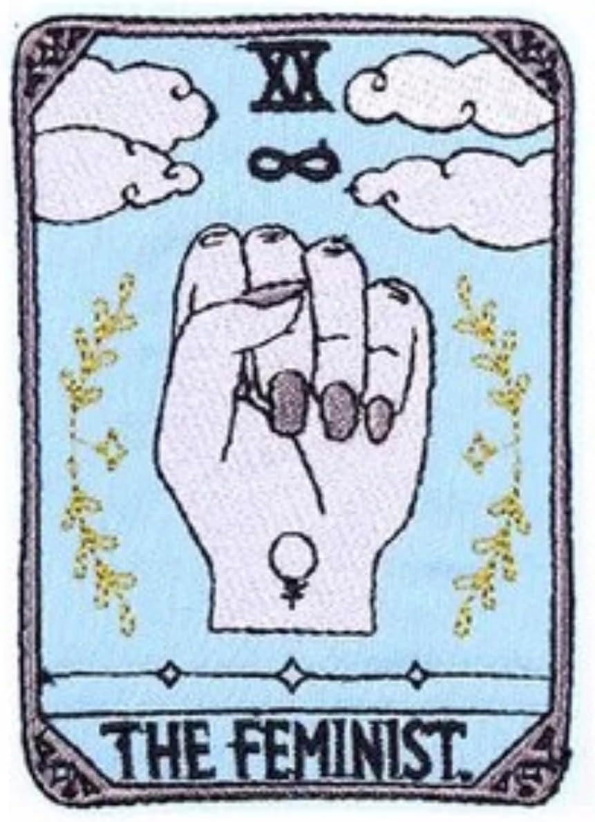 The Feminist Tarot Card Fortune Telling XX Infinity Fist Feminism Women's Equal Rights 3.5" Iron On Embroidered Thermoadhesive Patch for Clothing