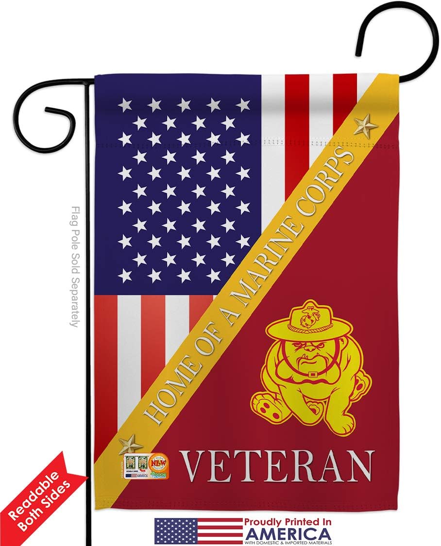 Marine Corps Home of USMC Garden Flag Armed Forces Semper Fi United State American Military Veteran Retire Official Small Decorative Gift Yard House Banner Double-Sided Made In USA 13 X 18.5