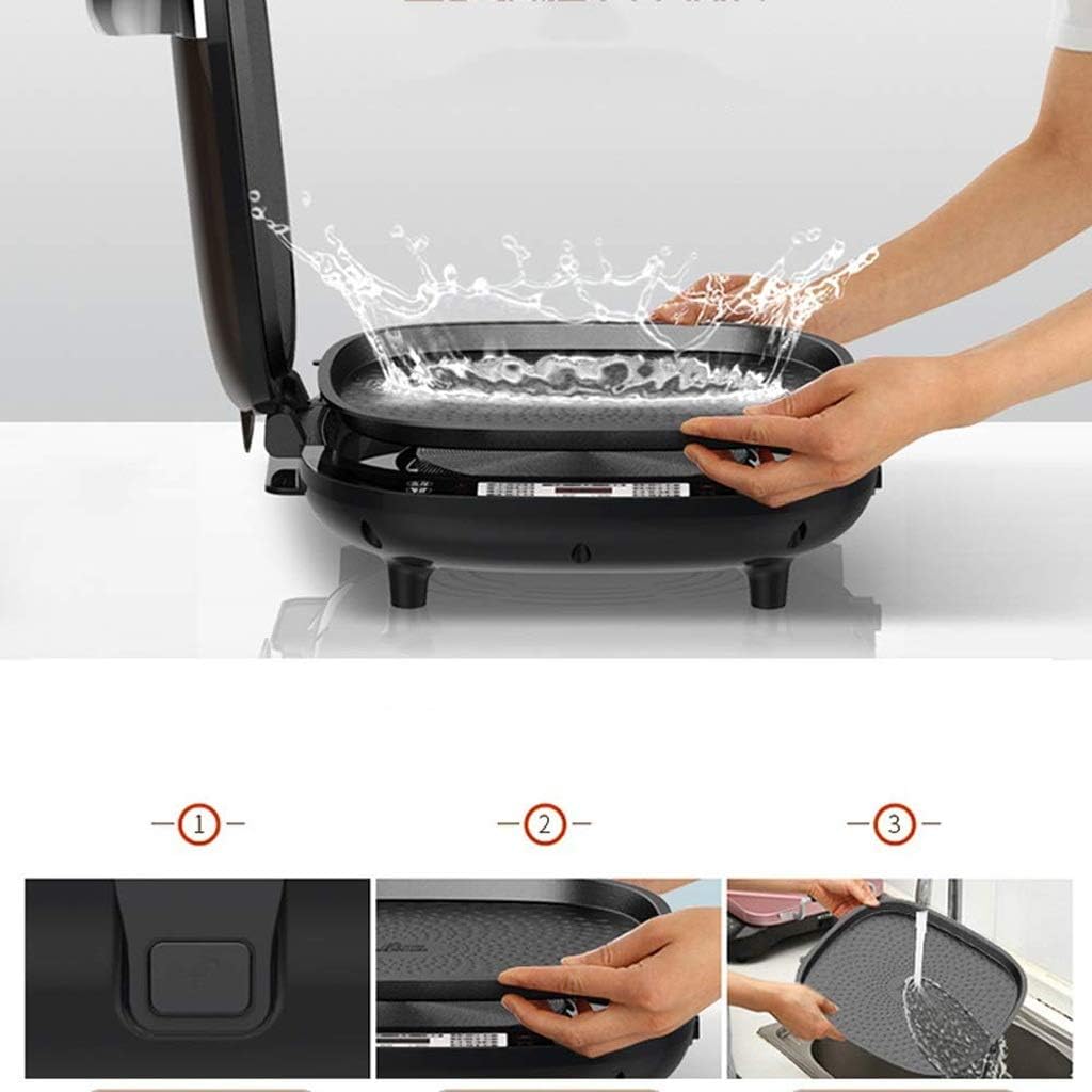Square Electric Skillet, 180 Degrees Baking Pan Grill Pot Non-Stick Pizza Maker Pancake Fry Oven Cooker with Handle