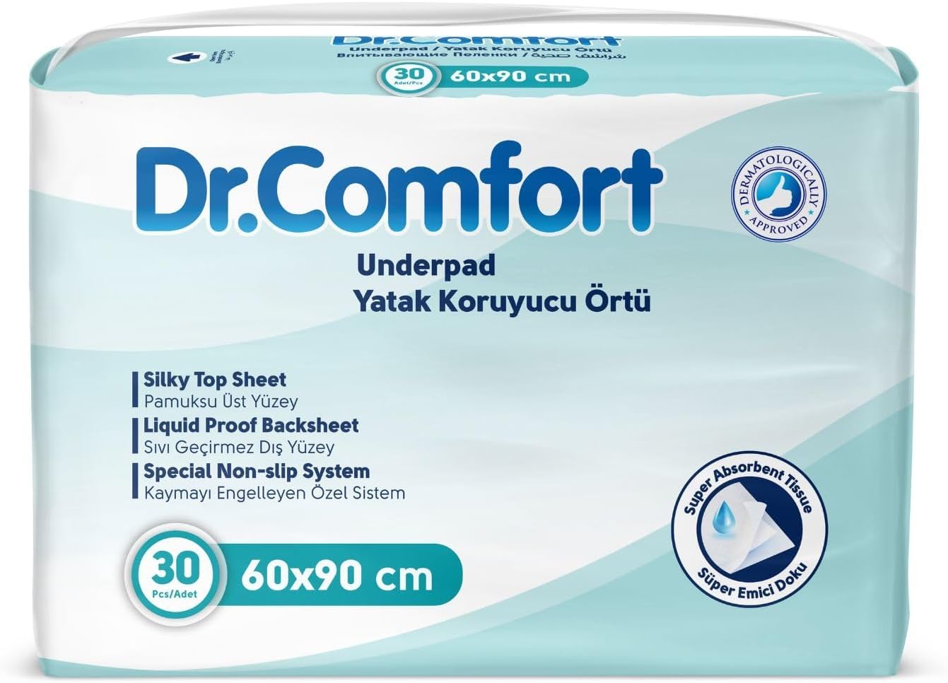 Dr Comfort Underpads Super Absorbent and Leak Proof Size 60 x 90 cm, Pack of 30
