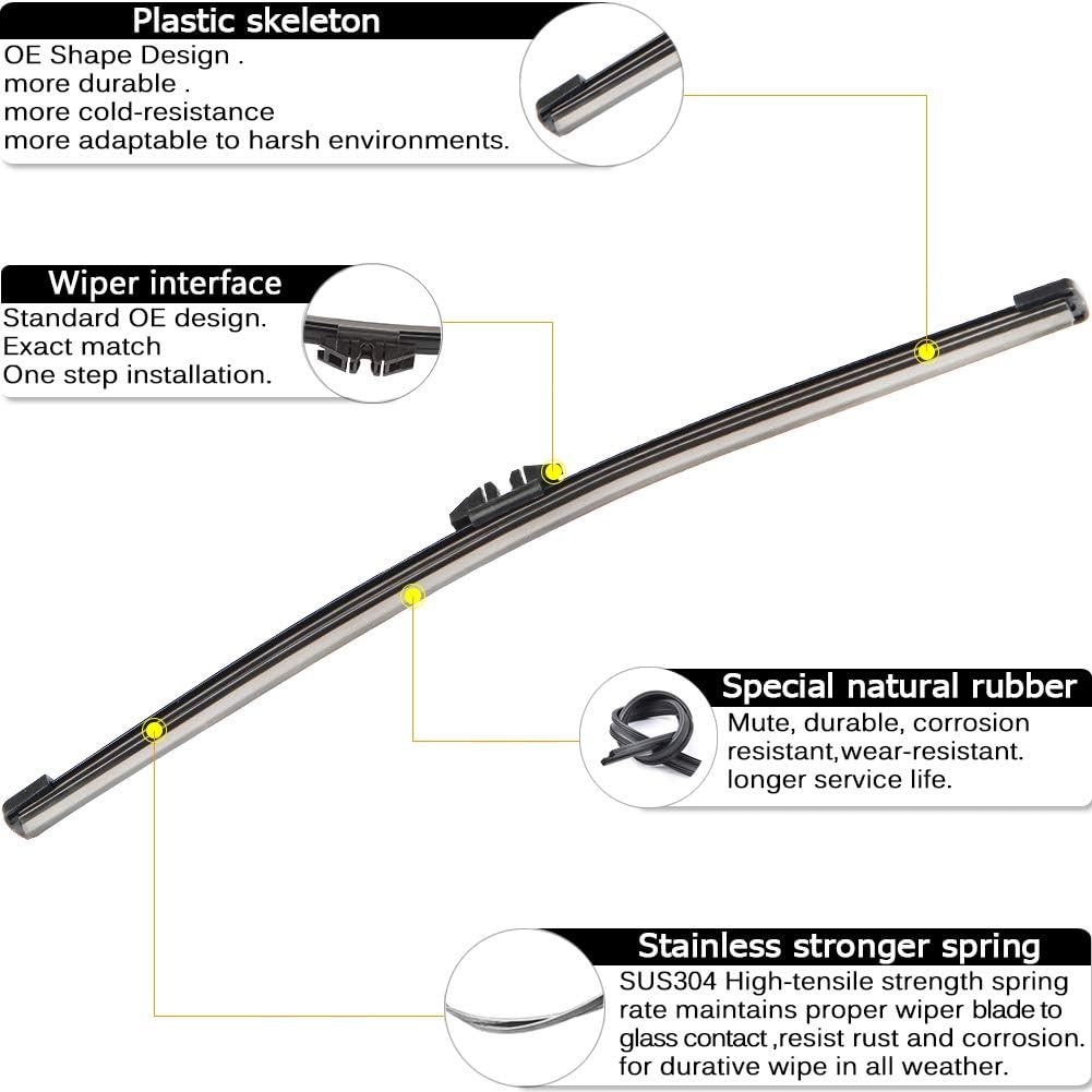 Rear Wiper Arm Blade Replacement for Ford Explorer 2011-2023,Escape 2013-2023,2015-2019 Lincoln MKX Back Windshield Wiper Blade Arm Set -Original Equipment Replacement