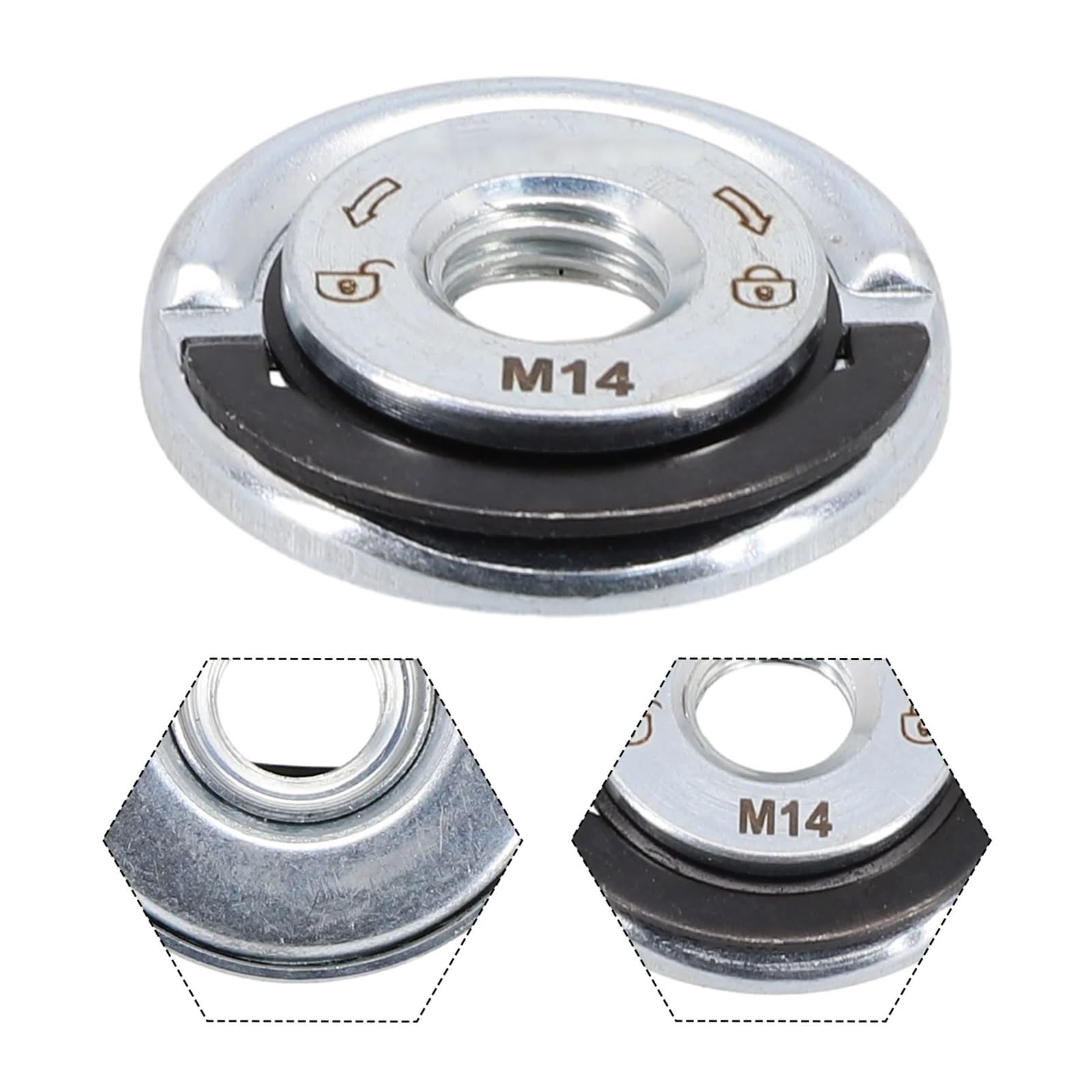 Amoladora de placa de presión autoblocante Universal M14, tuerca con reborde de liberación rápida, herramientas de mandril eléctrico, amoladora angular de rosca