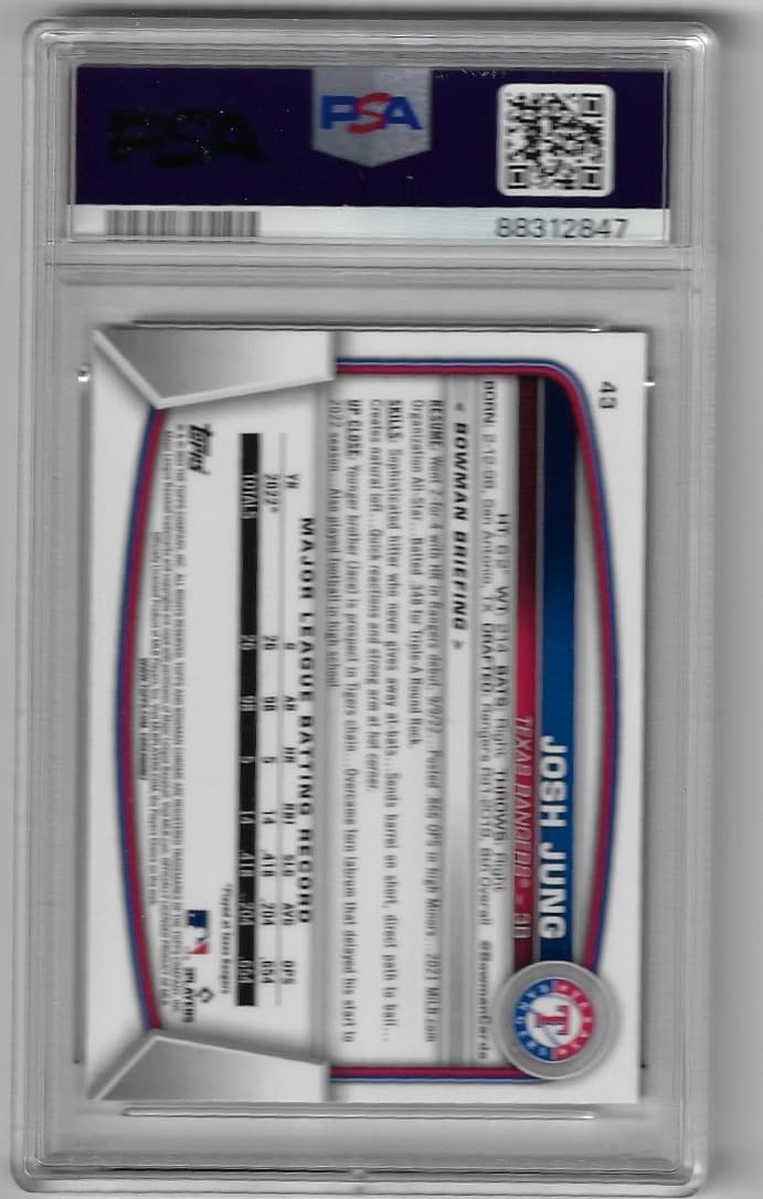 Josh Jung PSA Graded 8 NM-MT Bowman Mega Box Mojo Refractor Rookie Card Collectible Baseball Card - 2023 Topps Baseball Card #43 (Rangers)