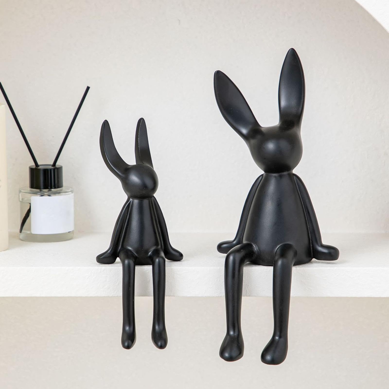 Juego de 2 Estatuillas/esculturas de de Cerámica, Modernas Y Elegantes, Ideales para La Decoración del Hogar, La Oficina, La Mesa, Negro, Individual