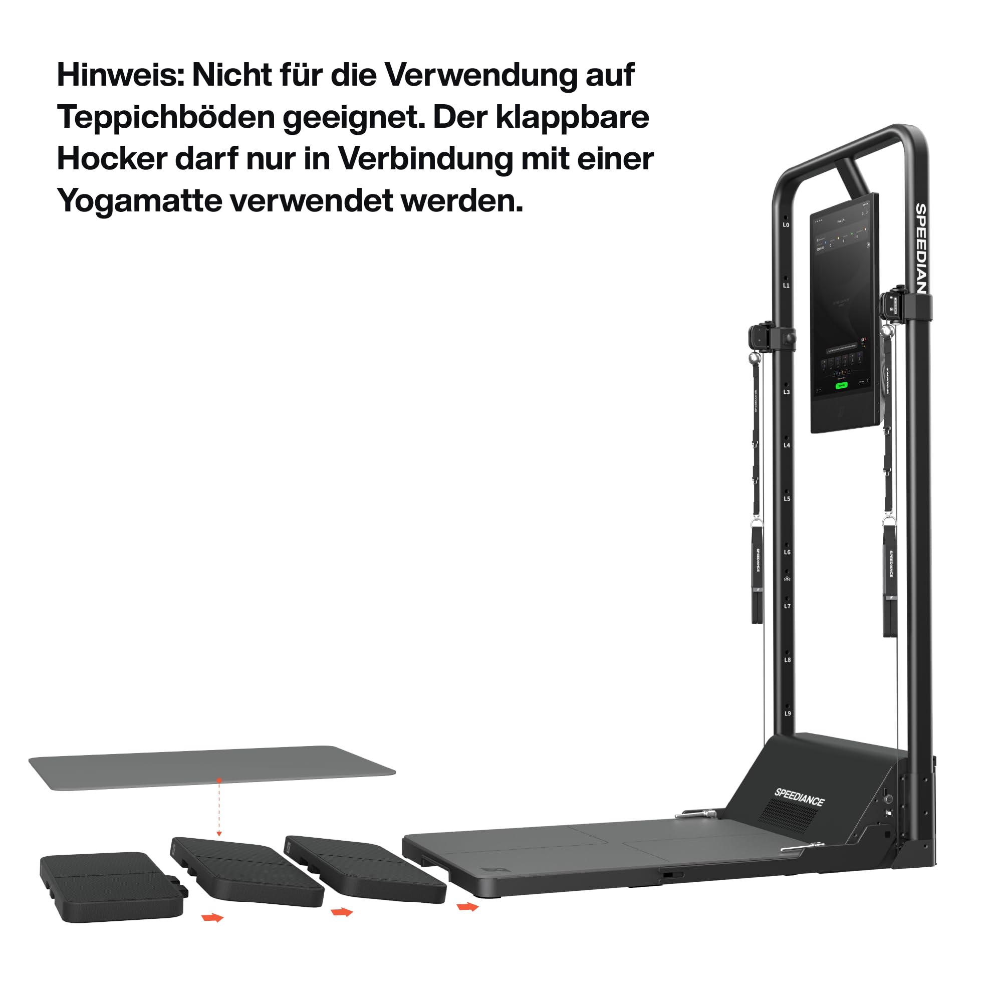 Speediance Pilates-Set-Aufsatz für Gym Monster, Schlaufen, Gurte, Plattform-Erweiterungsteile, Pilates-Matte – für das Fitnessstudio zu Hause, Workout und Training