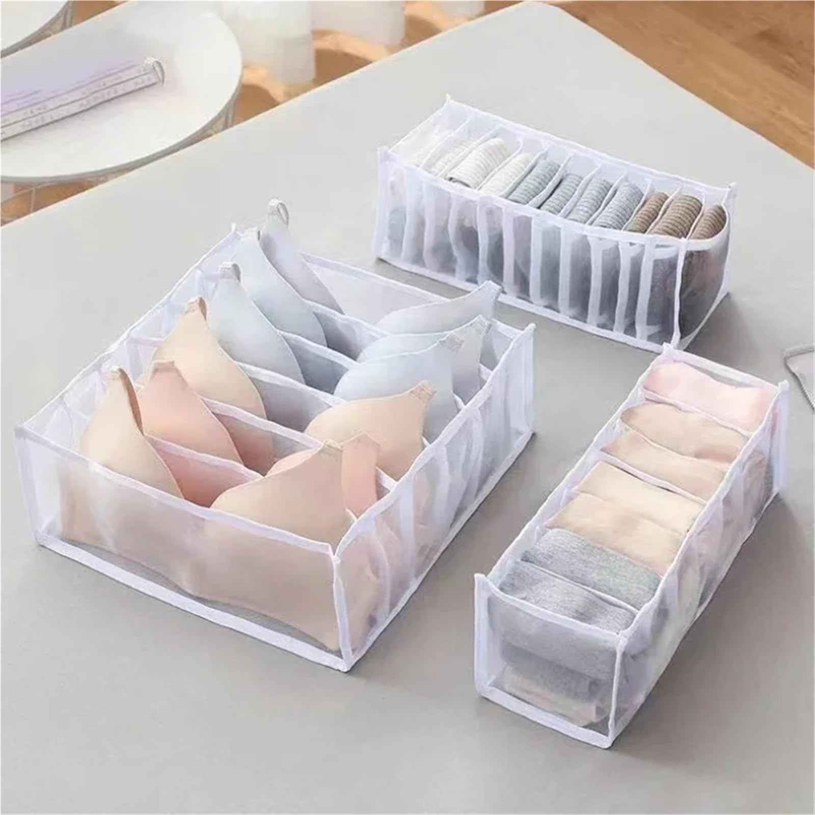MRKU Boîte de Rangement pour sous-vêtements, Chaussettes et Soutiens-Gorge, Lavable, pour Placard, Pantalons, Foulards, Jeans et vêtements.