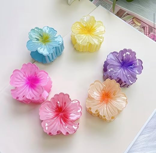 Bakefy-Flower Hair Claw Clips for Women - Small Hawaiian Plumeria Hair Clips for Thick Thin Fine Hairstyles, Cute Accessor...