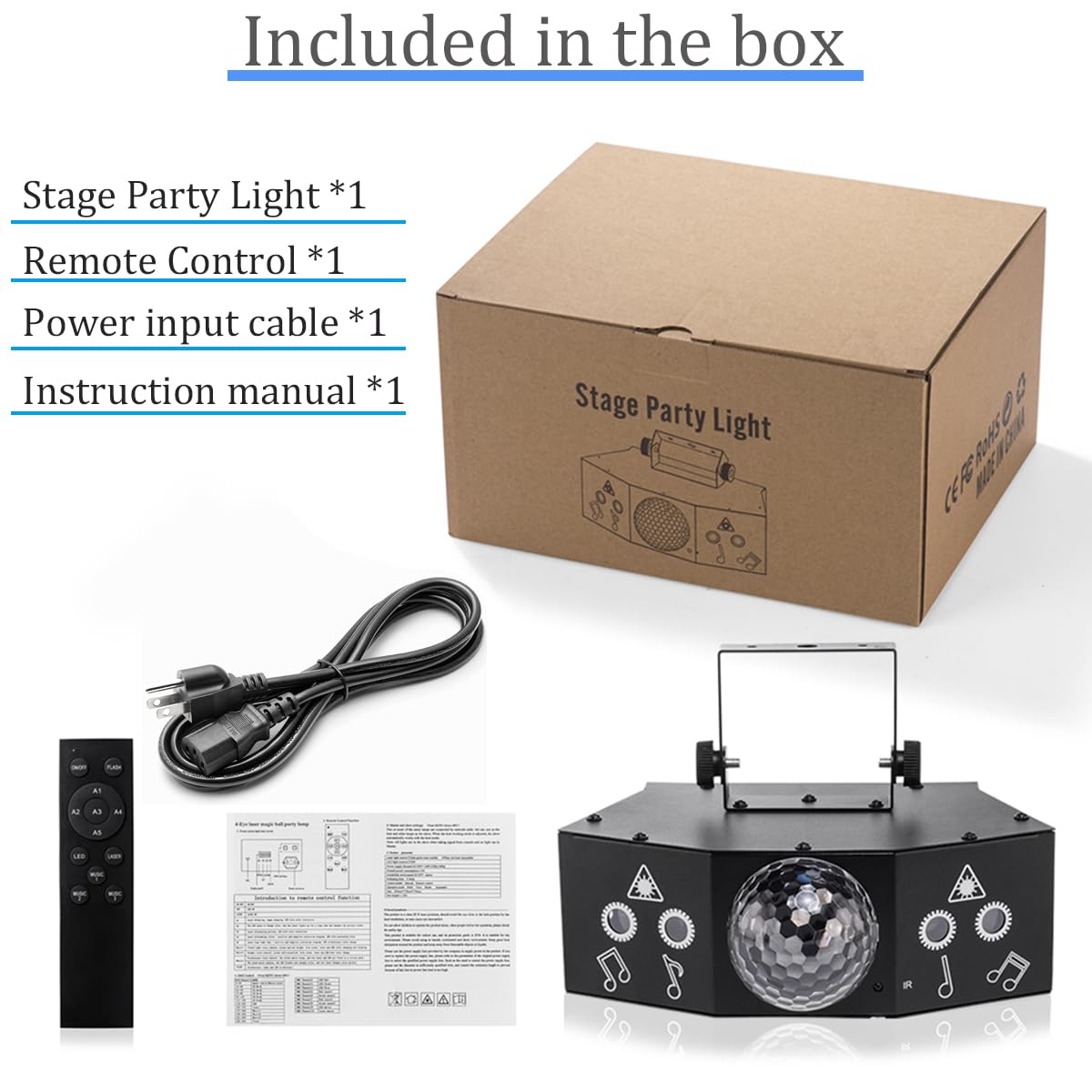LAUCNPTY DJ Disco Ball Party Lichter mit DMX512 und Sound aktiviert, LED Bühnenbeleuchtung Show Stroboskop Licht für Partys Indoor Dance Hochzeit Karaoke Bar KTV Club Weihnachten Halloween Musik Rave
