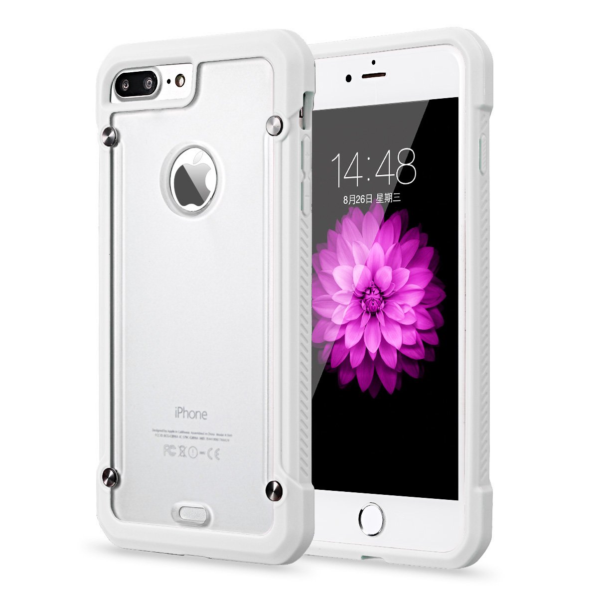 iPhone 7 Plus 5.5" Case , Balleen.E Slim Fit Rugged Hybrid Shockproof Silicone Bumper with Frosted Clear Hard PC Back Cover for Apple iPhone 7 Plus - White