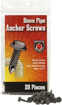 Meecos Red Devil 5020 Black Oxide Stovepipe Anchor Screws - Self-Drilling Hex Head Screws #8 x 1/2 in, Pack of 20