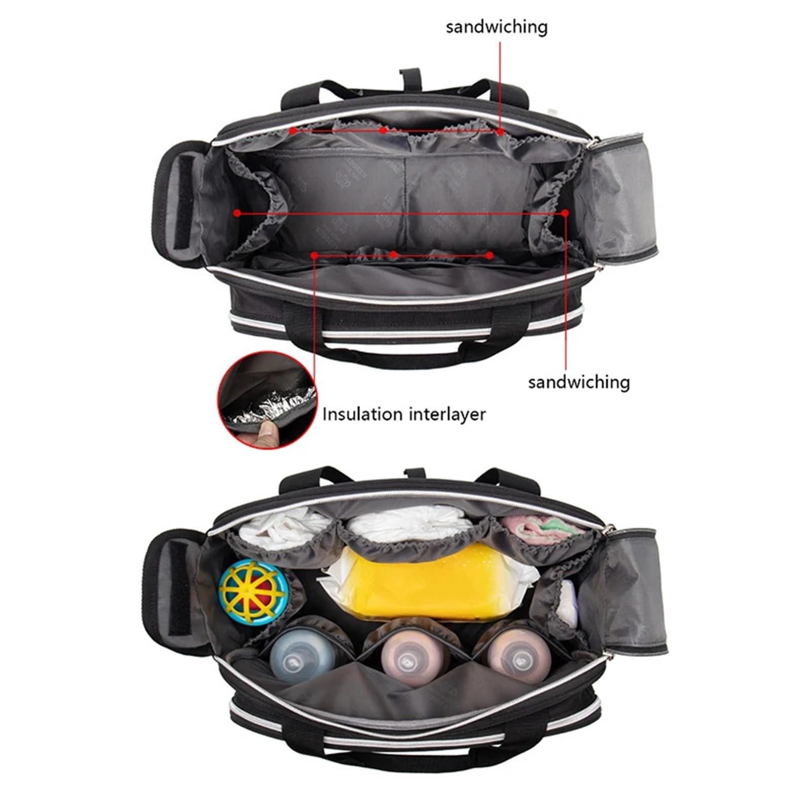 Mama-Tasche, große Kapazität, Wickeltasche, graue Handtasche for Mutter, Kinder, Wickeltasche, Umstandstaschen, Kinder-Kinderwagen-Tasche(2)
