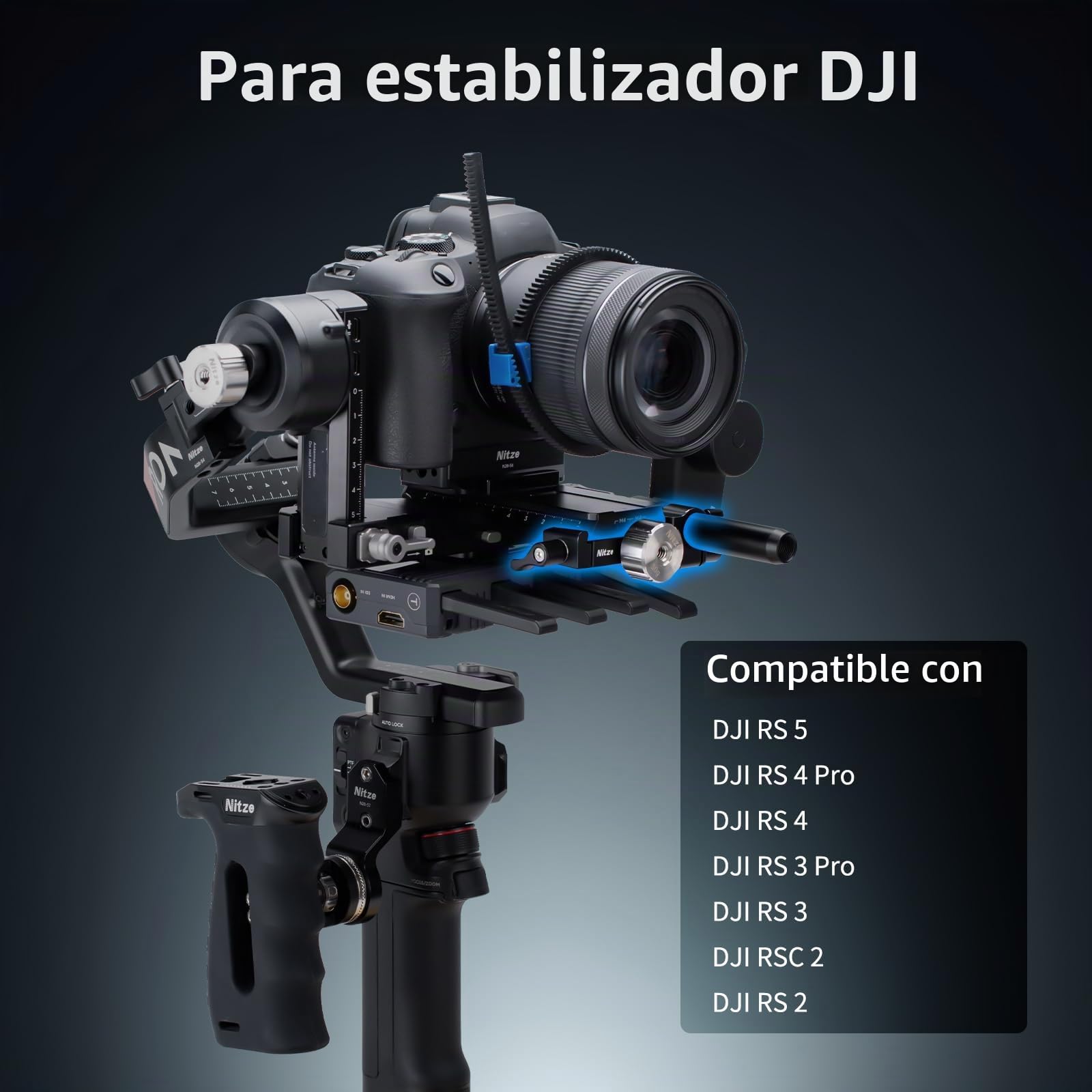 Nitze Kit de Contrapeso Counterweight para Estabilizadores dji RS 5/RS 4 Pro/RS 4/RS 3 Pro/RS 3/RSC 2/RS 2, Abrazadera de Montaje con Pinza de Varilla de 15mm para Motor dji Focus Pro - N28-S2