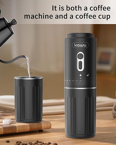 Miniatura 9 de Kawu Molinillo de café eléctrico portátil, molinillo de grano de café inalámbrico  Taza interior de acero inoxidable 304 y filtro  Recargable por