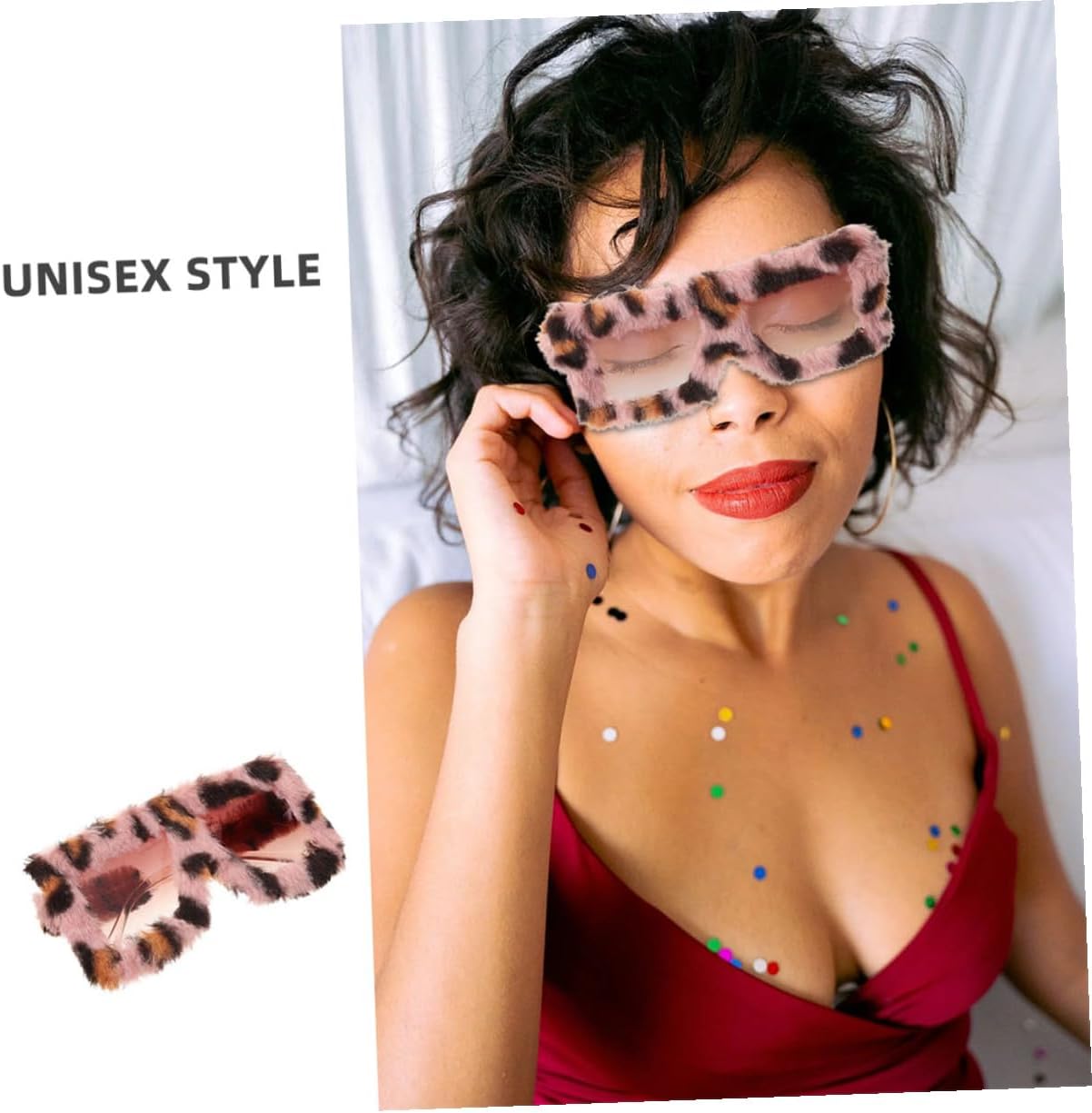 Healifty 2pcs Plush Fuzzy Sunglasses Cat Eye Decorative Party Glasses Leopard Print Masquerade Eyewear for Men Women Novelty Fancy Dress Accessories