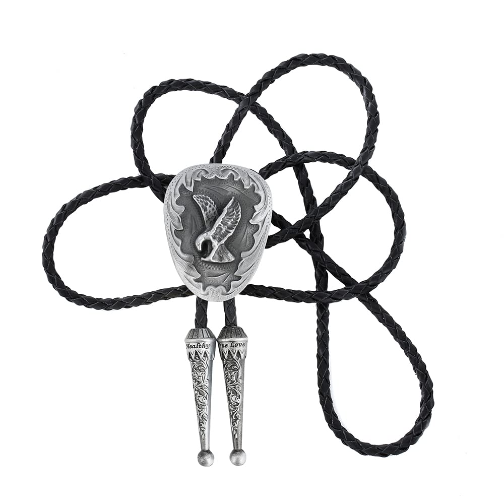 GenericWestern fashion tie bolo tie Eagle natural pine zinc alloy leather collar support factory direct sales (Yellow)