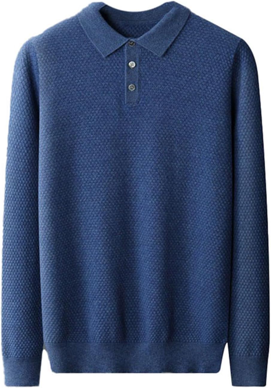 Men's Shirt Collar Casual Long Sleeve Pullover Sweater Knitted