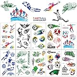 Tattoo Kinder,20 Blätter Fußball Tattoo Aufkleber Set,Fußball Sticker Tattoo,Temporäre Tattoos für Jungen, Tattoo Kindergeburtstag Mitgebsel Fußball Party