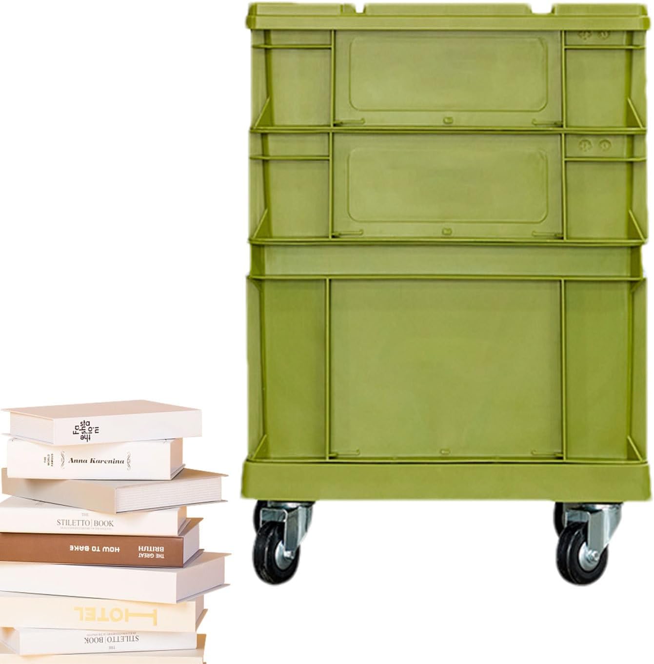 Stackable Storage Bins with Wheels | Industrial Style Large Stackable - Outdoor Box Large Storage Bins with Wheels,for Garage Basement Attic Home Office Outdoor Tools Toys Books