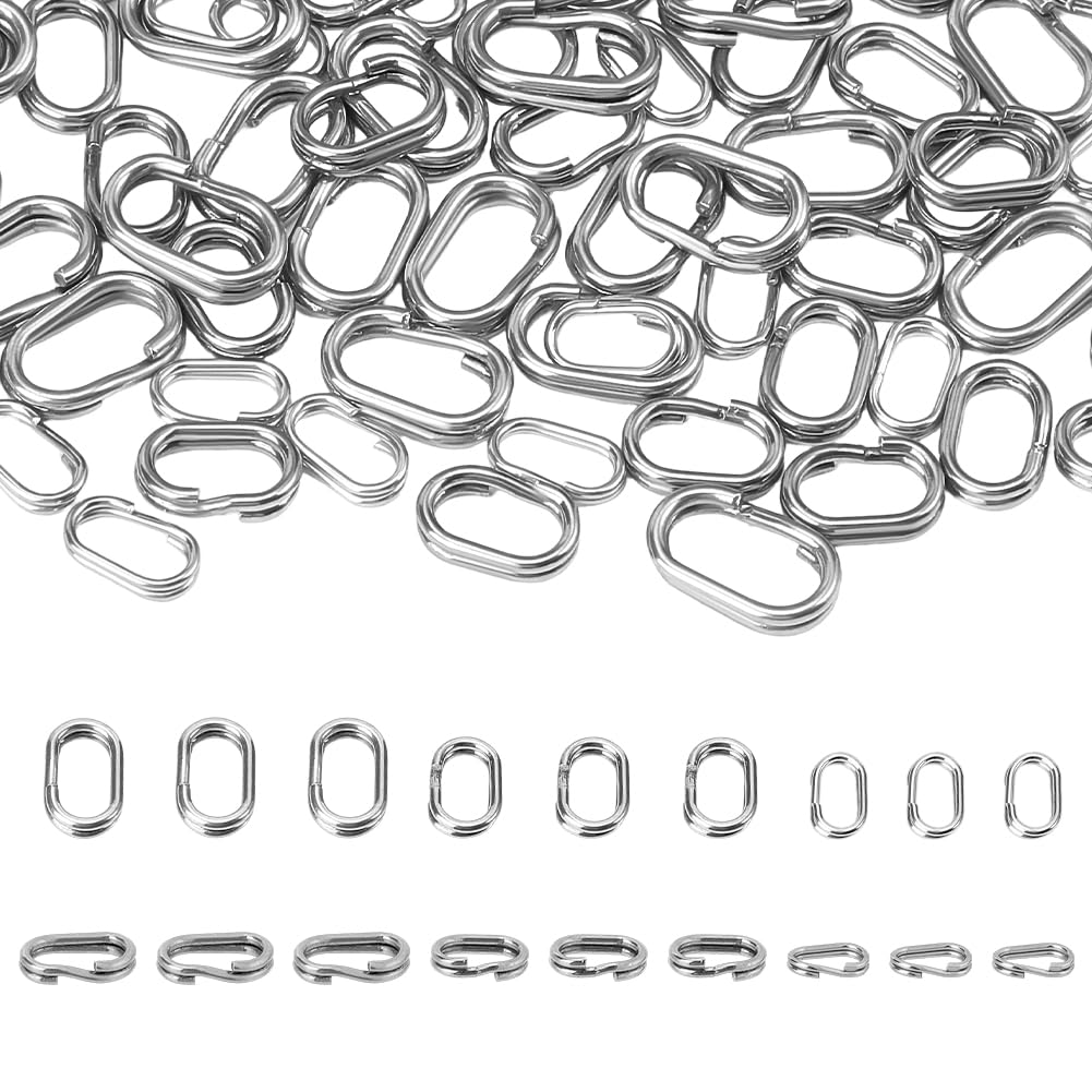 PH PandaHall 150pcs Double Jump Rings, 3 Sizes Oval Split Rings 304 Stainless Steel Small Linking Ring for DIY Crafts Pendant Key Chain Fishing Necklace Bracelet Connectors Jewellery Links, 7/8/10mm