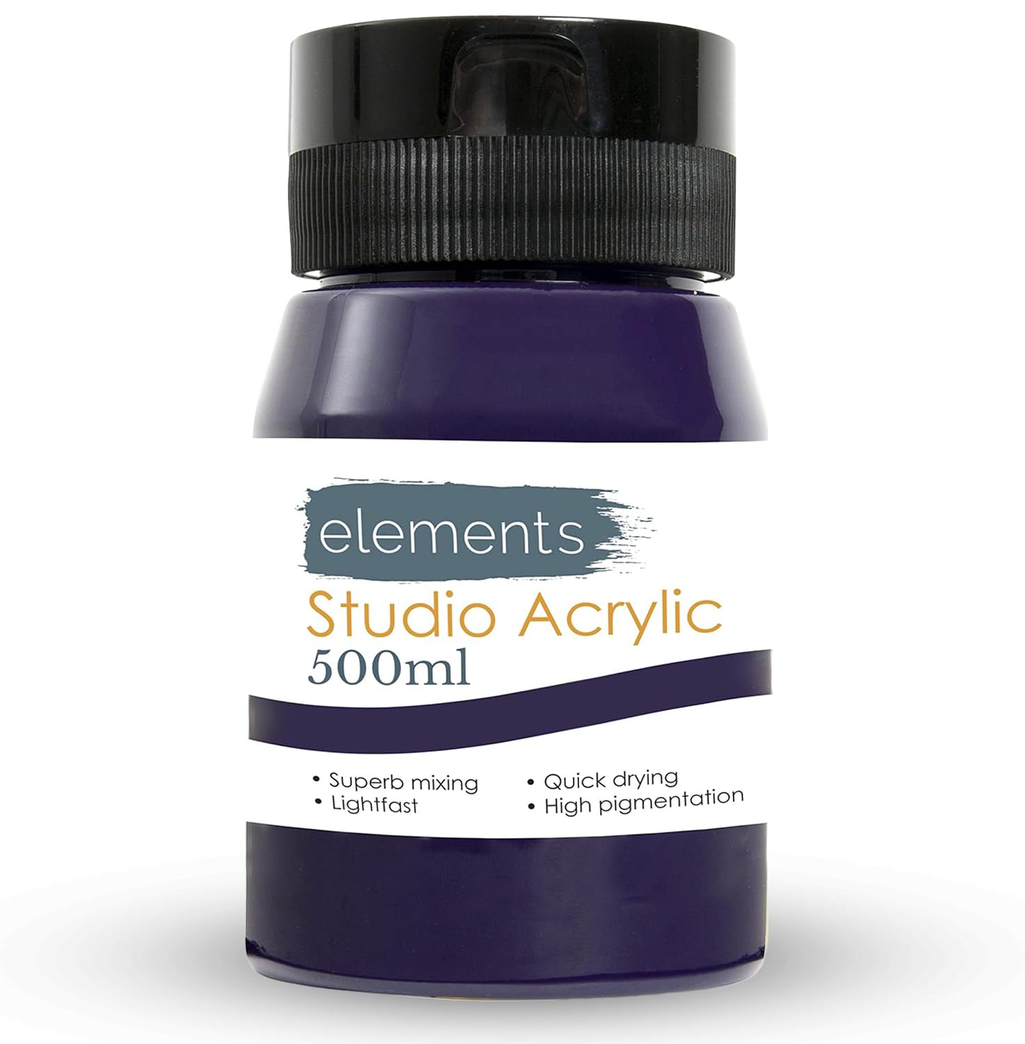 Elements 500 ml Studio Acrylic Paint Tub – Quick-Drying Paint for Canvas, Wood, Glass, and More – Low-Odour Highly Pigmented Vibrant Acrylic Paints – Violet