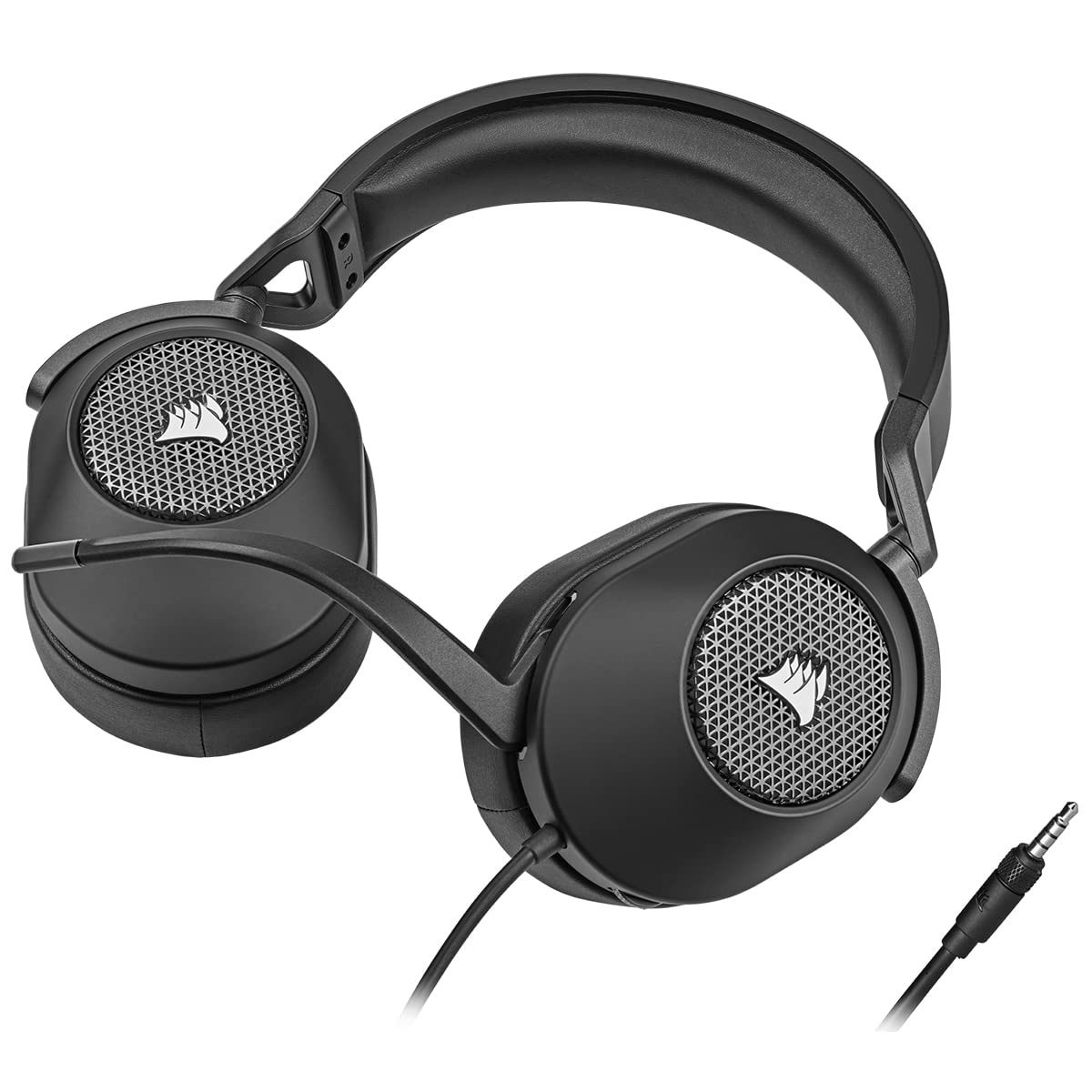 Corsair HS65 SURROUND Auriculares para juegos (Sonido envolvente Dolby Audio 7.1 en PC y Mac, Micrófono omnidireccional, Tecnología SoundID de SonarWorks, Control de volumen de fácil acceso) Carbón