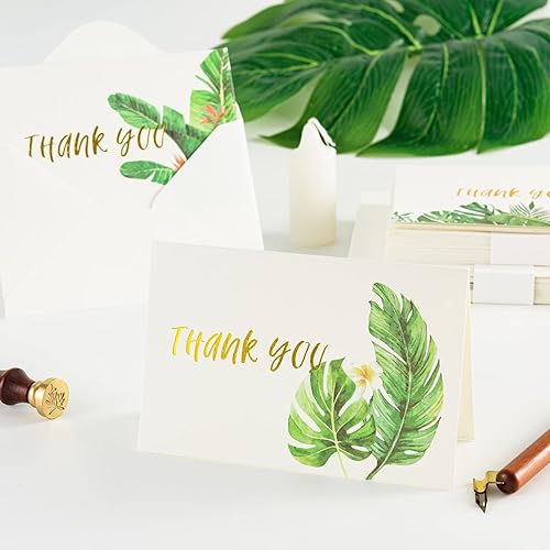 Miniatura 3 de Crisky 4 x 6 Greenery 4 tarjetas de agradecimiento surtidas con sobres (paquete de 50) y calcomanías, tarjetas de felicitación a granel, plantas