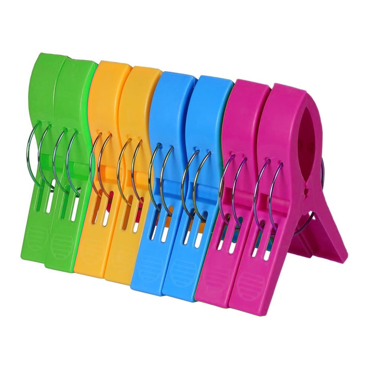 Pinces à Serviette de Plage XXL 8 pièces 4 Couleurs pour Chaises Longues et Transats