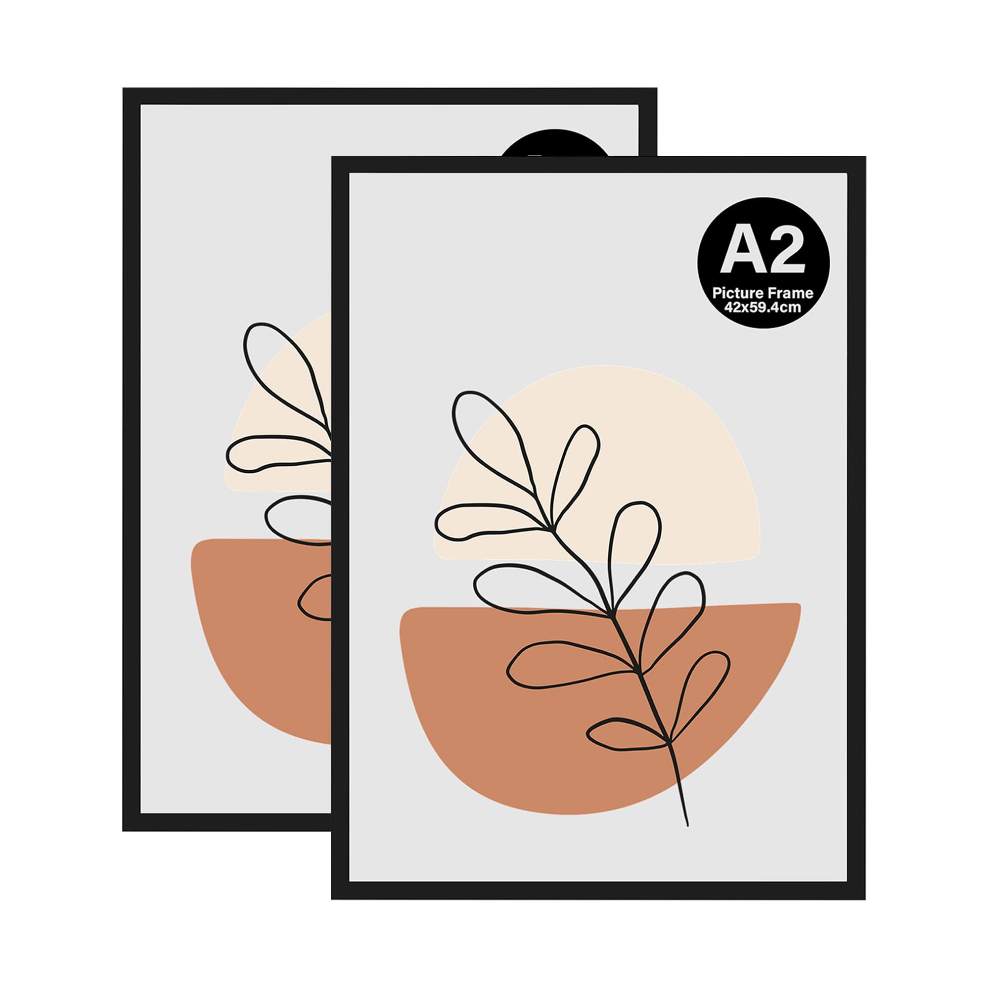KAIWIN A2 Picture Frame, 2 Pack Black Photo Frame, A2 Poster Frame (59.4x42cm), Wooden Photo Frame Used for Photos, Pictures, Posters,Puzzles — image 1
