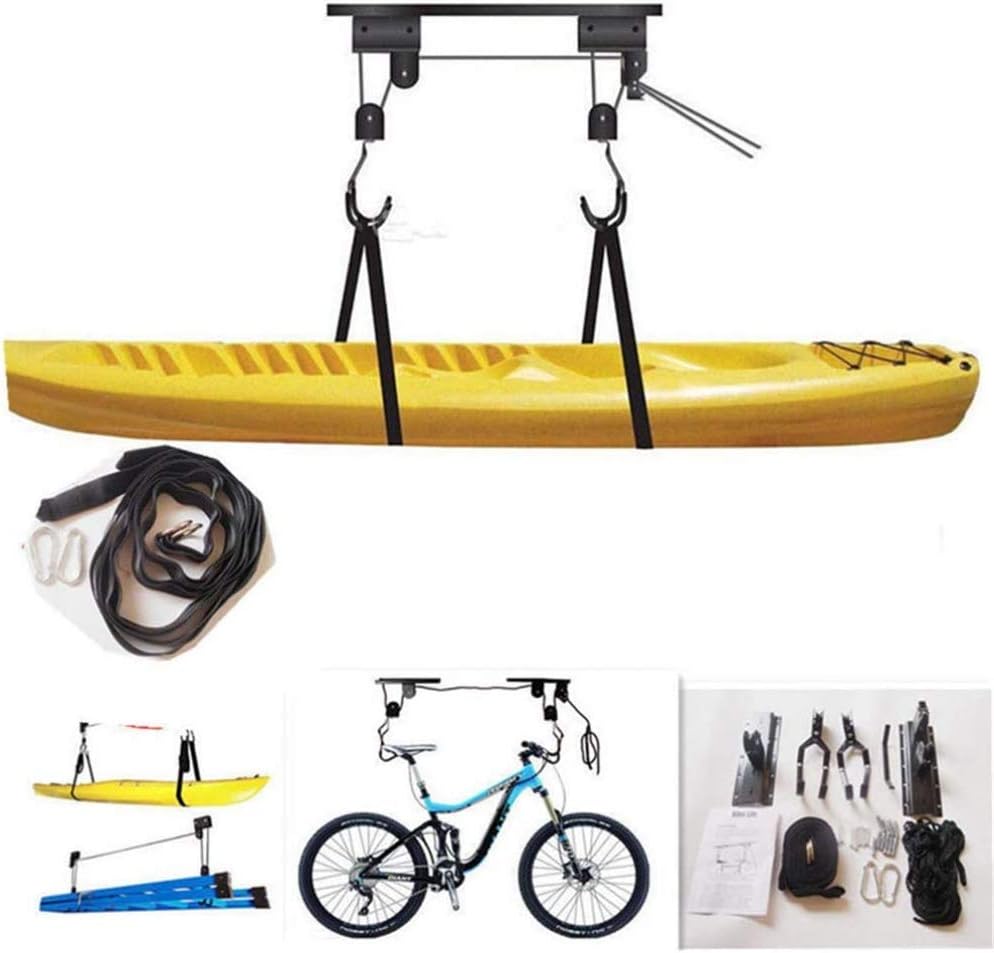 Kayak Canoe Lift, Garage Storage Canoe Hanger, 110 Lb Capacity - Indoor Ceiling Hanging Pulley Rack for Paddle Board, Snow Board, Surfboard, Bike