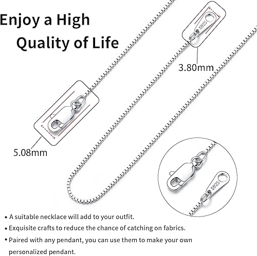 Miniatura 5 de Jewlpire - Collar de Cadena de Plata de Ley 925 Chapada en Oro de 18K para Mujeres y Niñas, Cadena de Eslabones de 0.031 Pulgadas con Cierre de