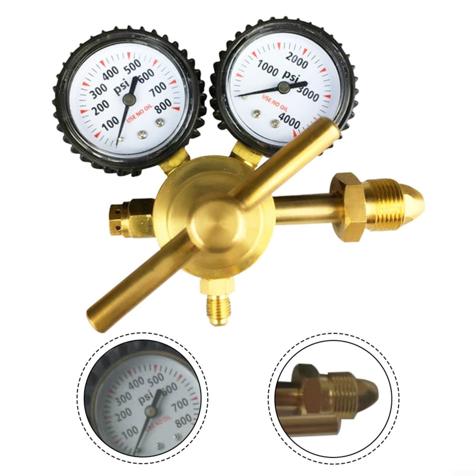 Régulateur de pression d'azote en laiton G5/8 filetage extérieur, réducteur de pression avec manomètre 1-200 bar, pour l'industrie et le laboratoire, contrôle précis du gaz