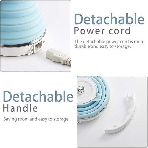 Miniatura 4 de Hervidor eléctrico plegable de viaje, hervidor eléctrico portátil de doble voltaje, hervidor eléctrico Collpasible, hervidor de té de silicona de