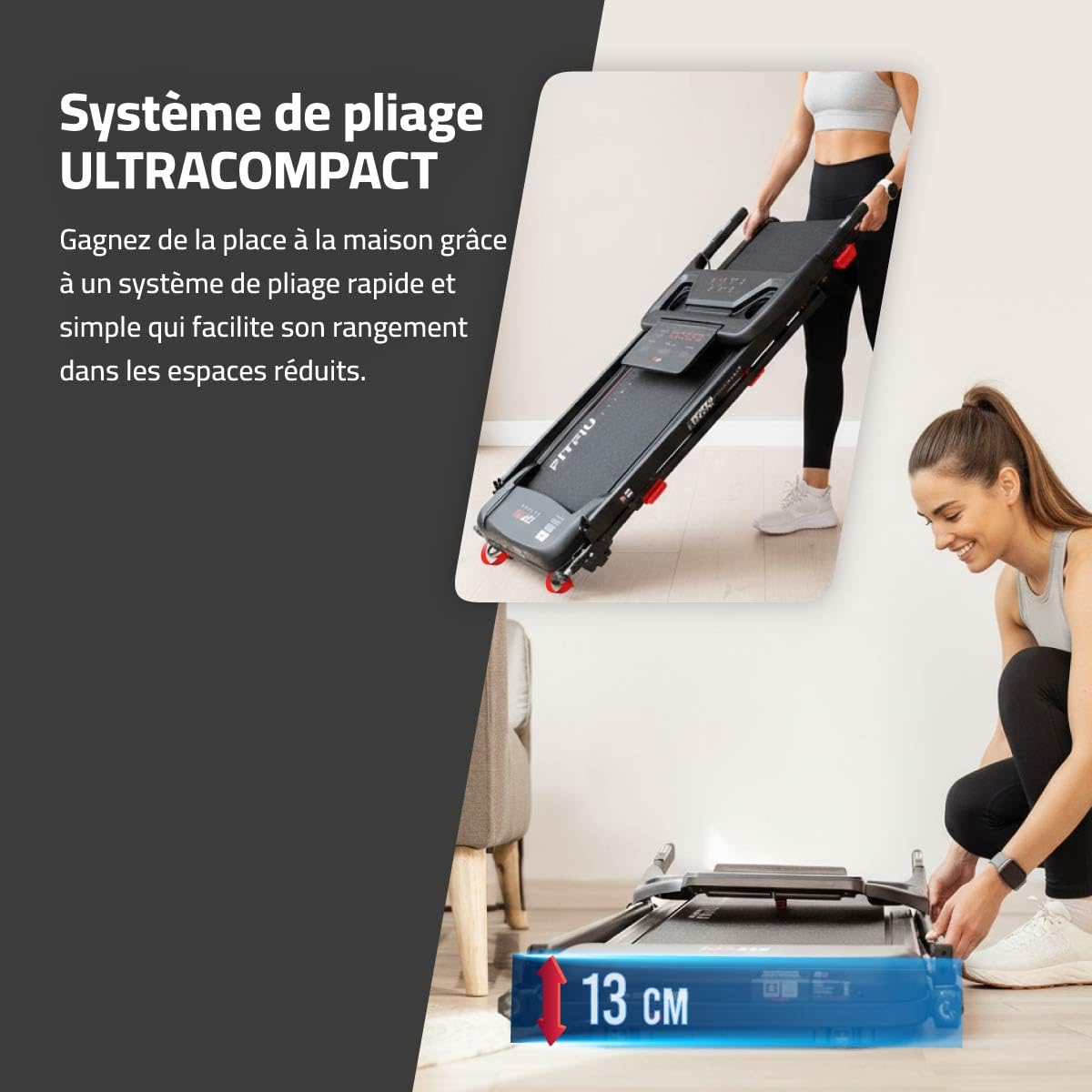 Tapis de Course Pliable avec Inclinaison 9% FITFIU Fitness 4 en 1 Vitesse Réglable 14 km/h avec Affichage LCD Connectivité APP et Fréquence Cardiaque 360º Tablet Holder Walking Pad Compact MC-160