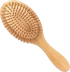 Escova de Cabelo de Bambu Natural, Antiestática, Cerdas Arredondadas, 23,5 x 8,5 cm, para Todos os Tipos de Cabelo