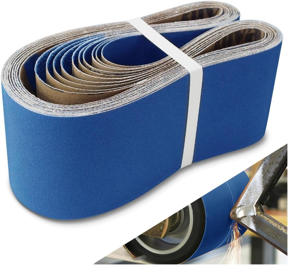 4 x 36 Inch Sanding Belts, 10 Pcs Assorted Grits (40/60/80/120/240), Zirconia Sanding Belts for Metal Polishing, Woodworking, Derusting 4x36inch(mixgrit)