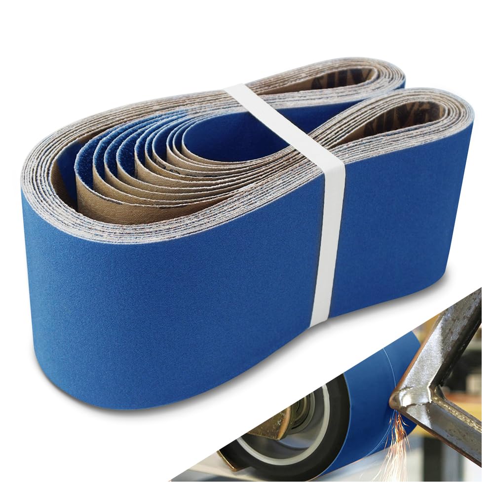 100 x 915 MM Sanding Belts, 10 Pcs Assorted Grits (40/60/80/120/240), Zirconia Sanding Belts for Metal Polishing, Woodworking, Derusting