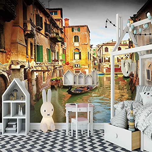 Papier peint panoramique 3D de ville rétro pour salon et chambre