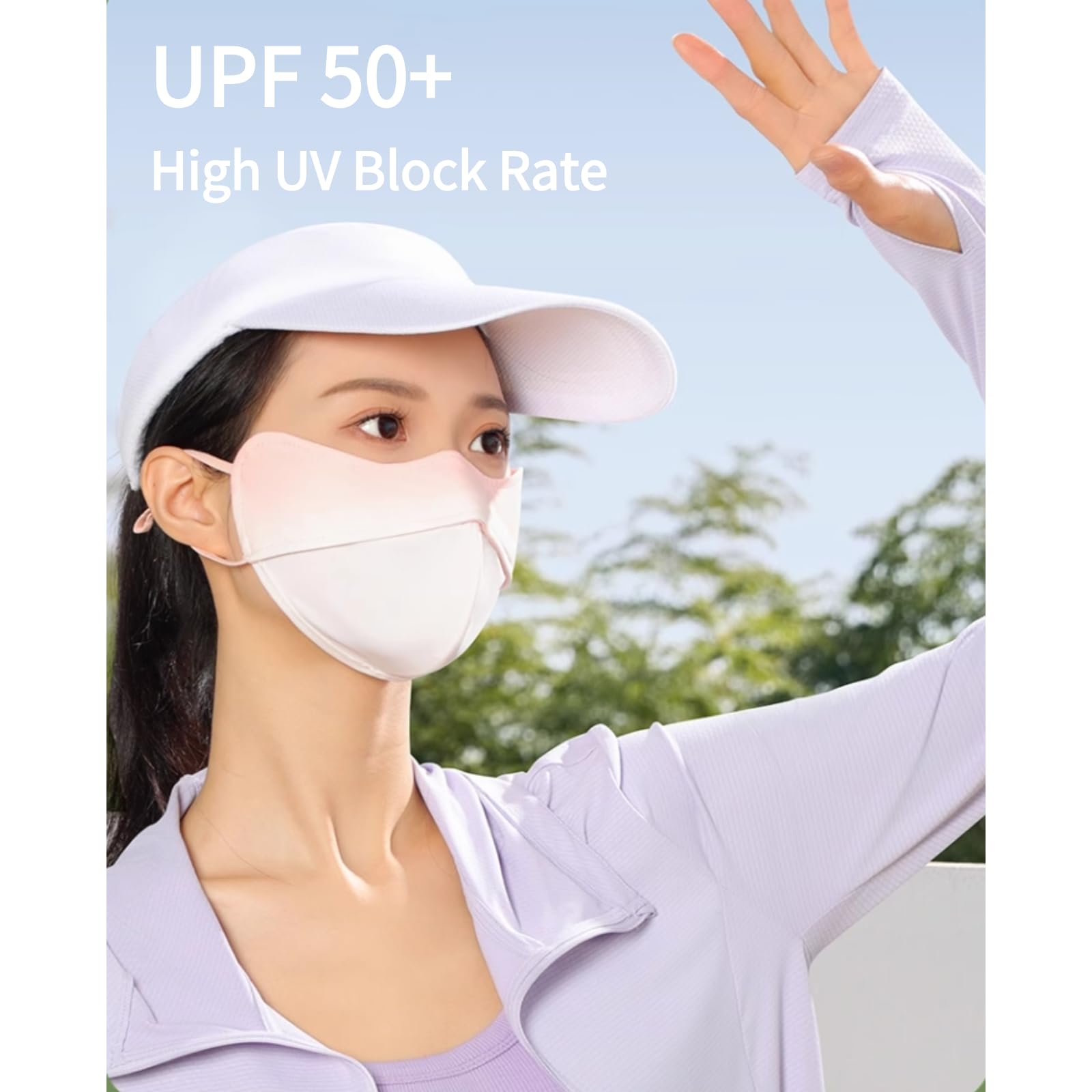 ULPOCMU FlickerGlimmer Women Summer Sun Protection Face Mask Breathable Ice Silk Fabric UV Resistant Stylish Outdoor Wear High Aesthetic Value (Pink)